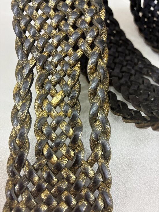 PER SE BY CARLISLE ? Boho Chic Braided Brown/Gold Leather Belt - size Small main image 4
